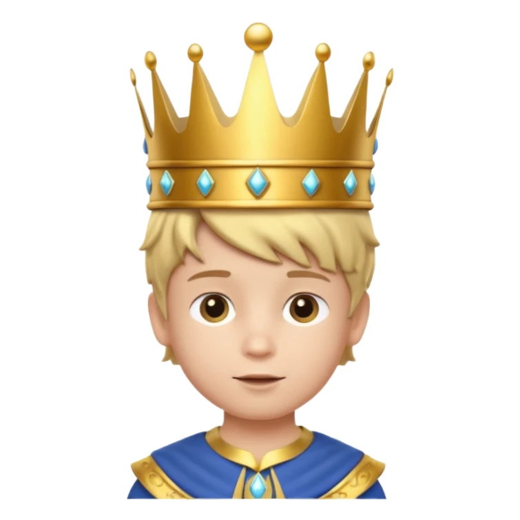 Royal Kid boy with fancy crown head 3d sticker