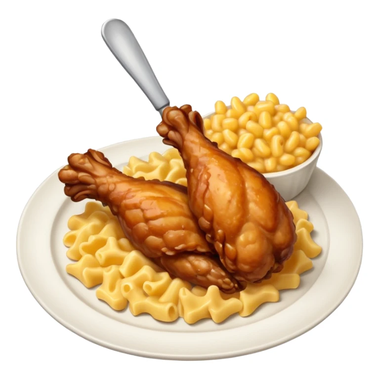drumstick chicken with mac and cheese on the side on a plate sticker
