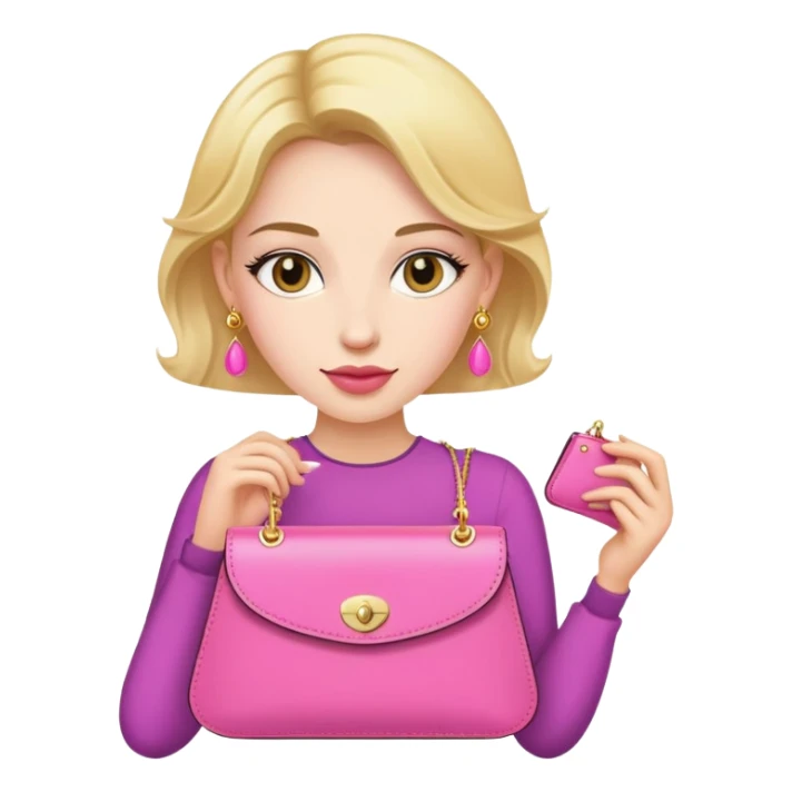 woman with gold earrings holding a pink purse sticker