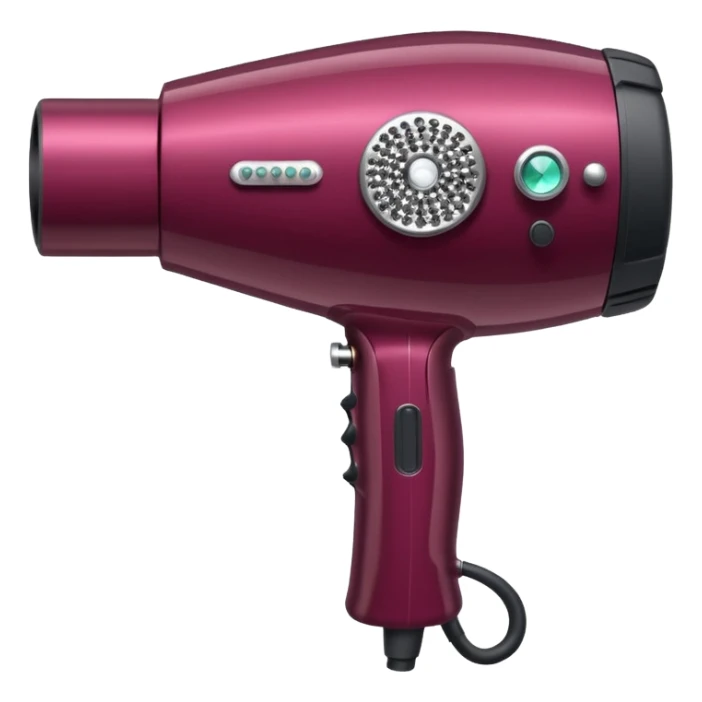 burgundy blow dryer with a ribbon covered in gems sticker