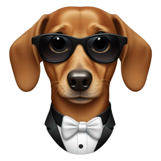 Dachshund wearing a tuxedo and sunglasses sticker
