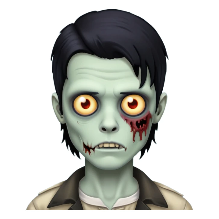 um menino zumbi com cabelo mullet preto  sticker