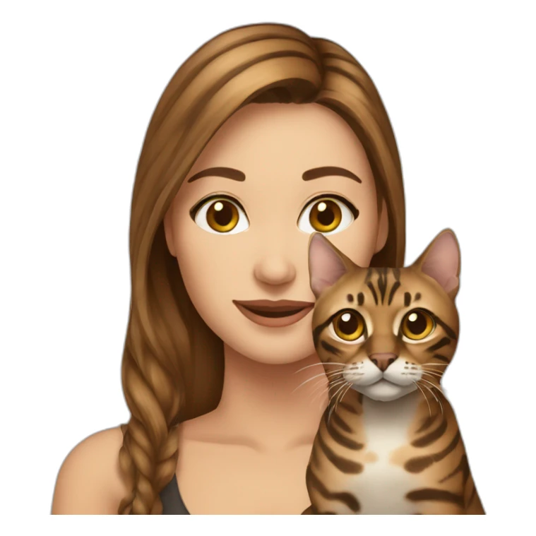 Pretty-brown hair-woman-with bengal cat sticker