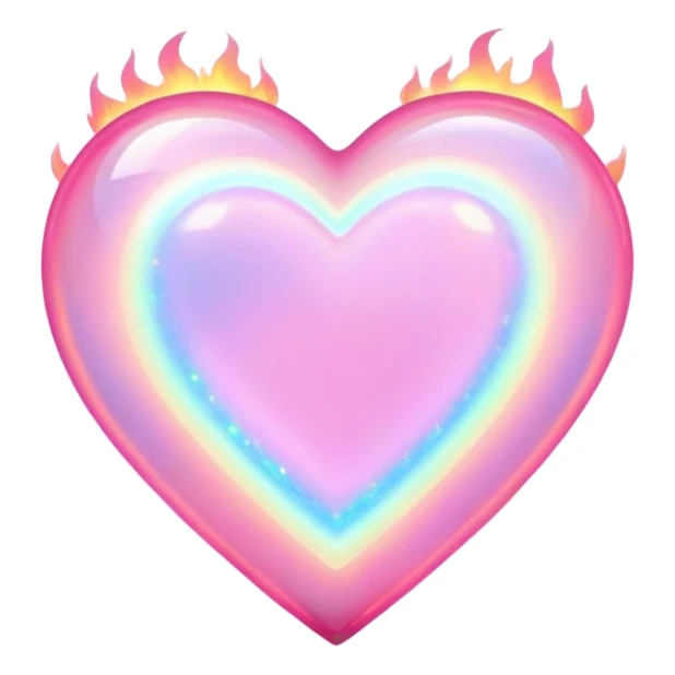 Pink heart cut opal with holographic fire effect and glowing flashes of color sticker