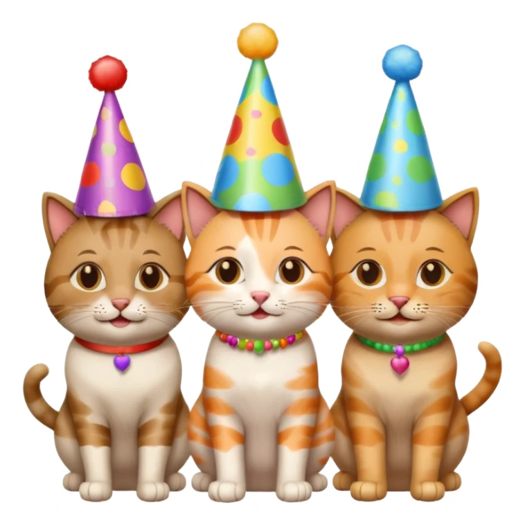  3 happy cats wearing party hats sticker
