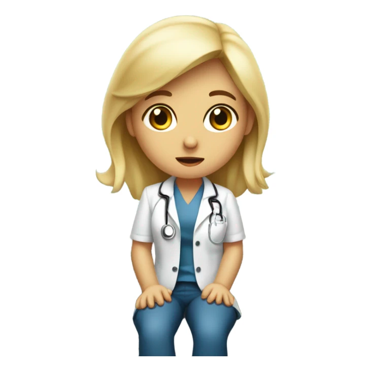 blonde girl at doctors office sticker