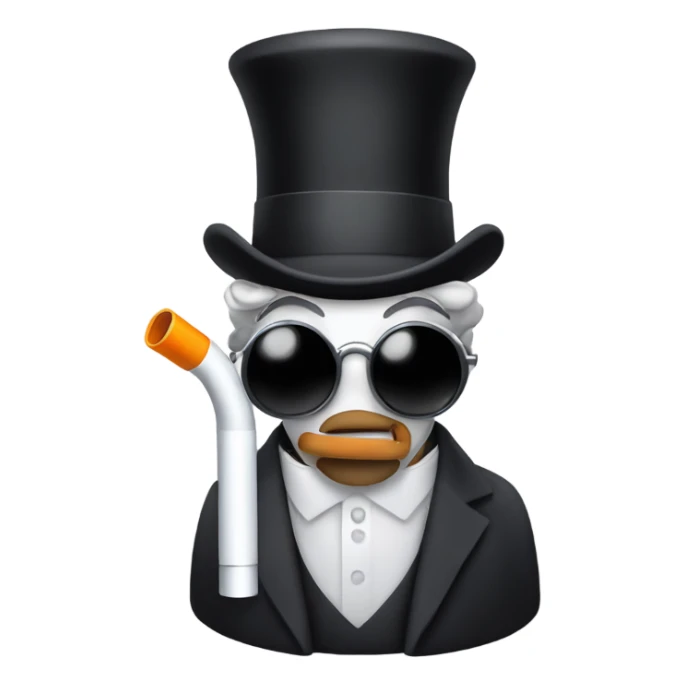 Inhaler with a top hat and a cane and a monacle sticker