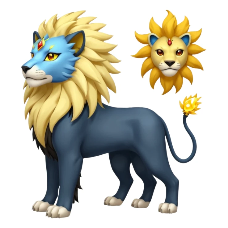 Pyroar-Solgaleo-Luxray-Fakémon-hybrid-creature (full body)  sticker