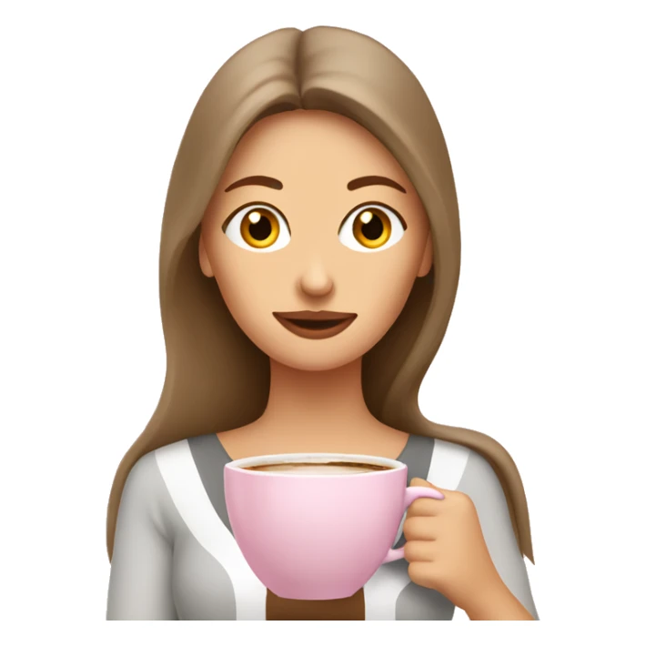 slavic Women drinking coffee in light pink cup sticker