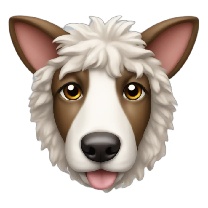 Sheep dog with tartan ears and belly button. Its head is oval sticker