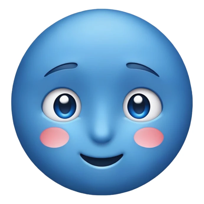 blue emoji blushing and looking up and to the right sticker