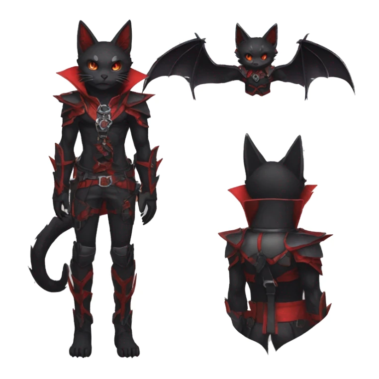 cool edgy black evil red ethereal fantasy nargacuga-bat-cat-Fakemon collar harness full body sticker
