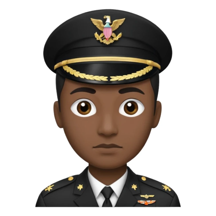 Uma pessoa, preto e branco, como se fosse as televisões de antigamente sem cor. Corte tipo militar, com duas sobrancelhas com risquinhos sticker