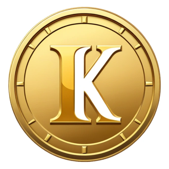 Kaspa cryptocurrency coin with the letter K logo sticker