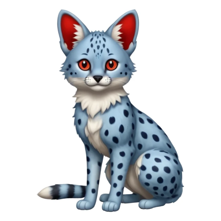 Blue serval with red eyes, full body sticker