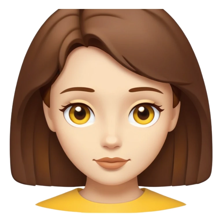 ultra minimal belle face only, tiny icon, extremely simplified, single color brown hair, yellow accent, absolute minimum details sticker