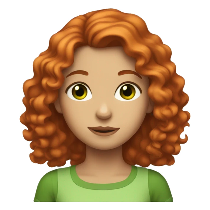 A red-haired girl with wavy hair and green eyes  sticker