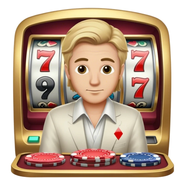 White guy with dirty blonde hair playing casino slots  sticker
