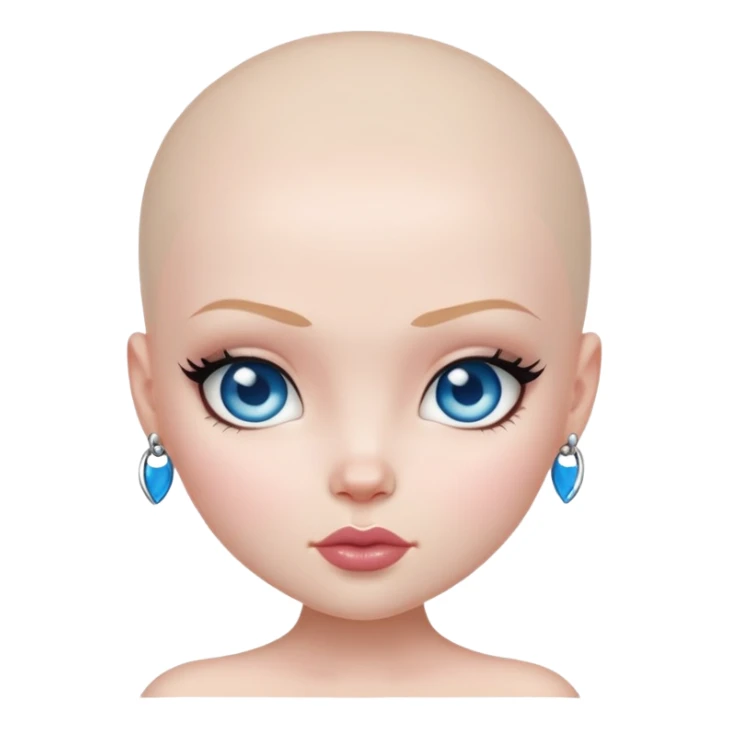 pretty bratz baddie, bald, pale skin, blue eyes sticker
