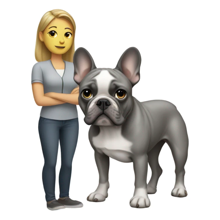 Woman with gray French bulldog sticker
