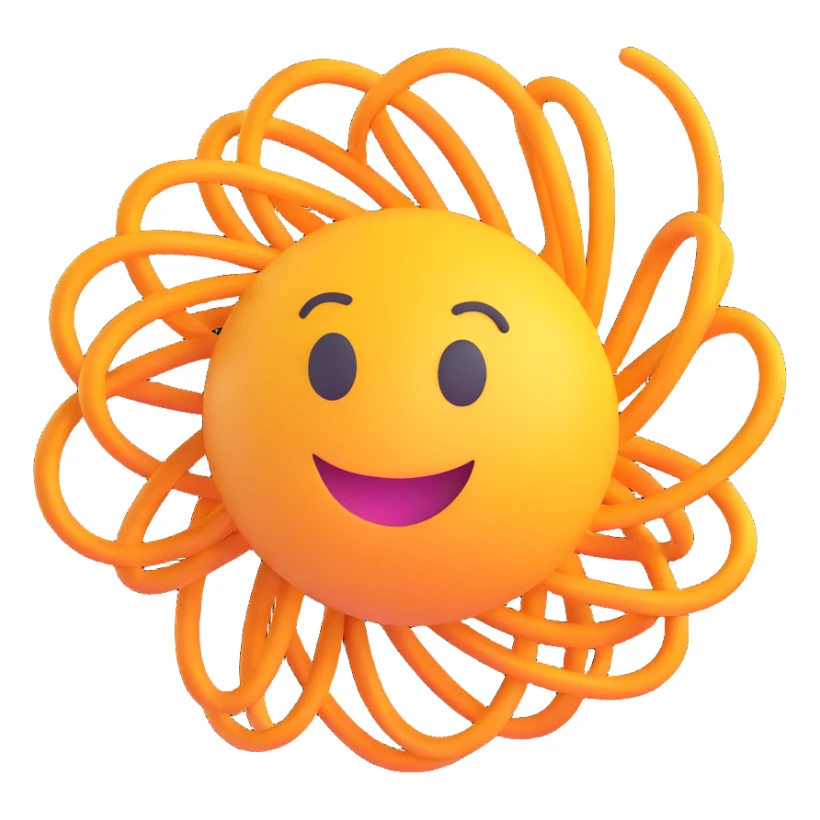 motion graphics emoji, abstract swirling lines, energetic, digital art feel, 3D look sticker