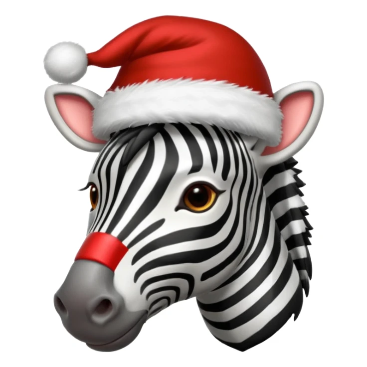 zebra wearing red hat of santa claus sticker