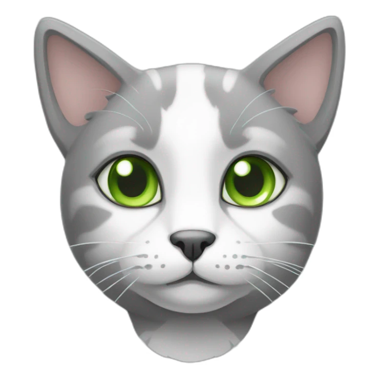Grey and white cat with big ears and green eyes sticker