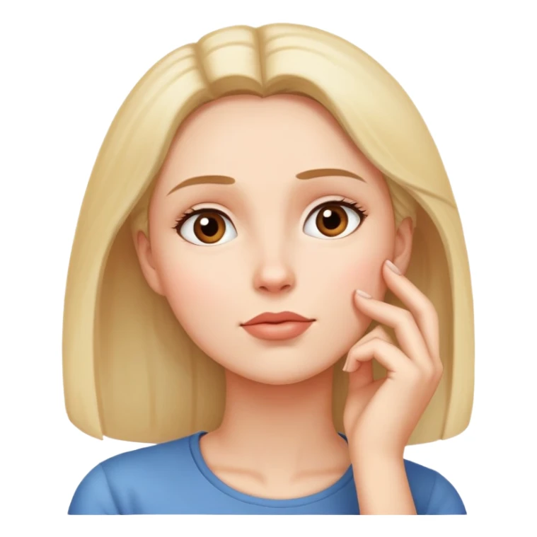 woman with hand on chin, looking up, thinking sticker