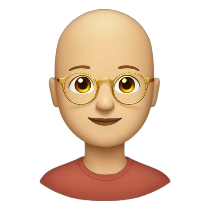 Plump bald boy 15 years old with round golden glasses sticker