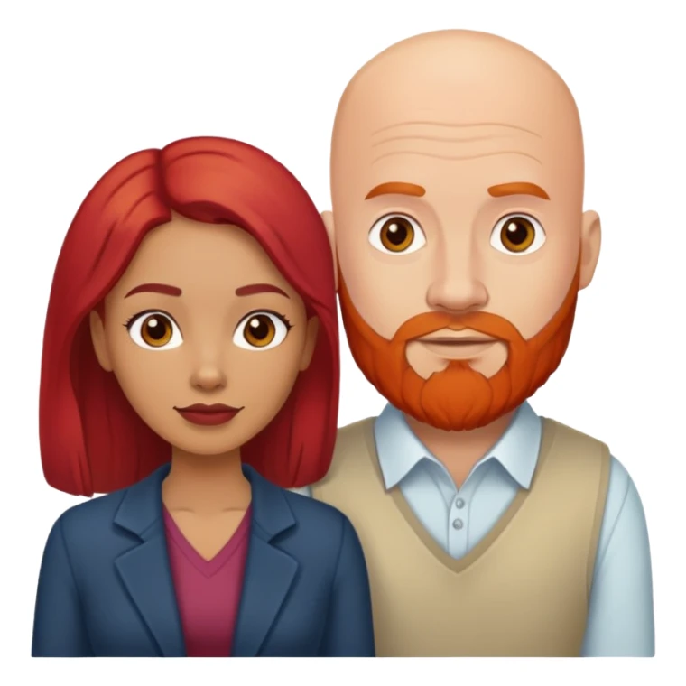 White Bald man with red beardand Hispanic woman  sticker