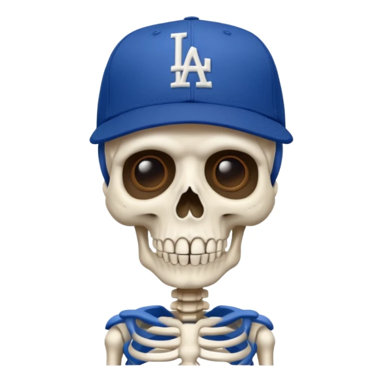 Esqueleto día de muertos vistiendo una  blue new era cap  de los Dodgers  sticker