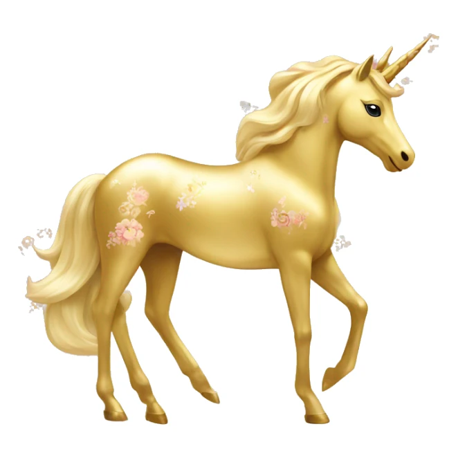 Gold unicorn with floral pattern on it pretty feminine sticker