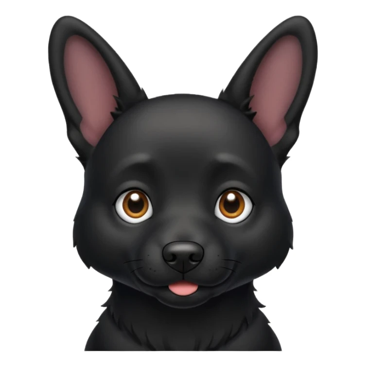 A black, not hairy dog with its ears up ￼ sticker