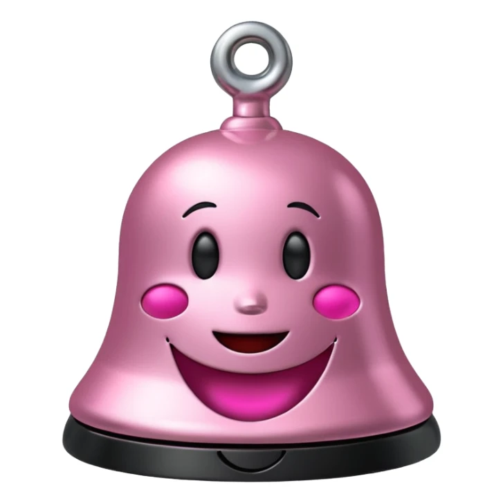 pink call bell with black base and silver knob and with smiley face on it sticker