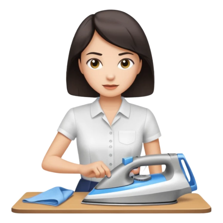 Woman short dark hair ironing sticker