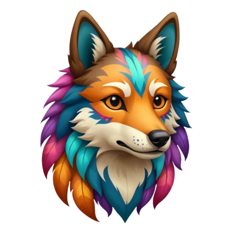 Shamanic Tribal Colorful Patterned Marked Wild Feral Natural Realistic Canine  sticker