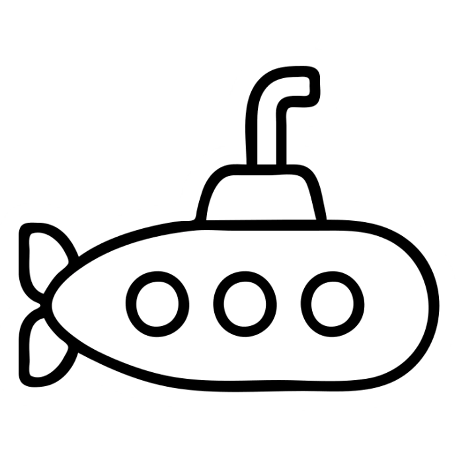 Submarine underwater vessel with periscope and portholes, outline style sticker