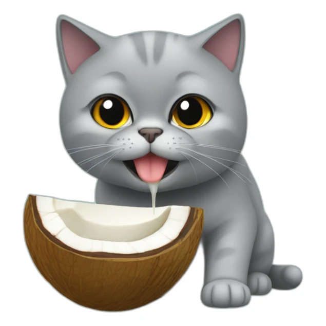 british shorthair cat eating coconut sticker