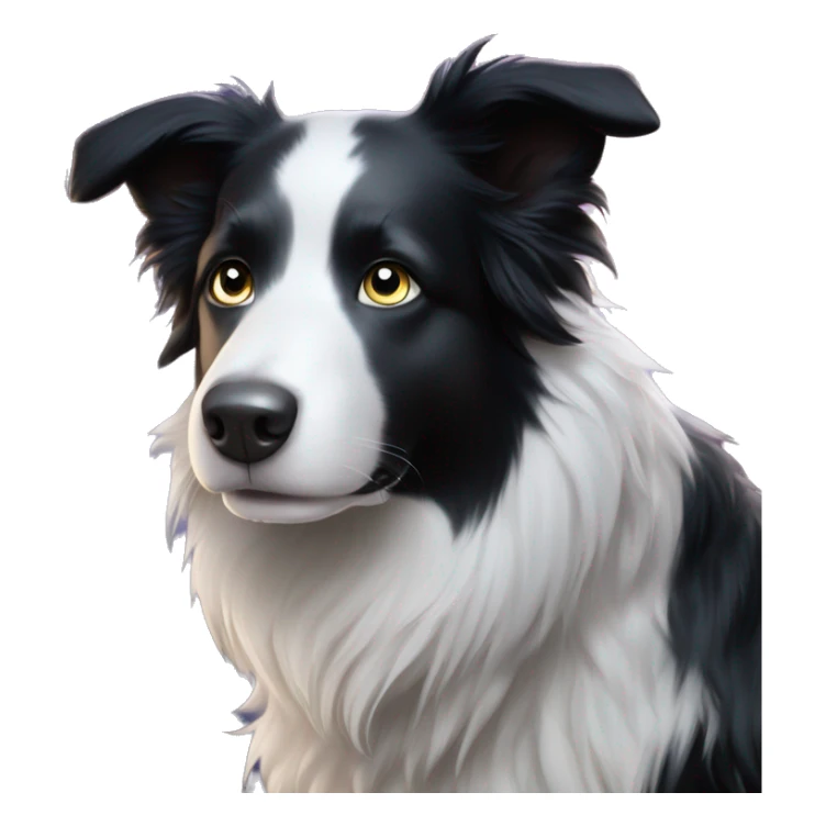 An enchanted black and white Border Collie has eyes that glow with magical colours and sparkling stars. sticker