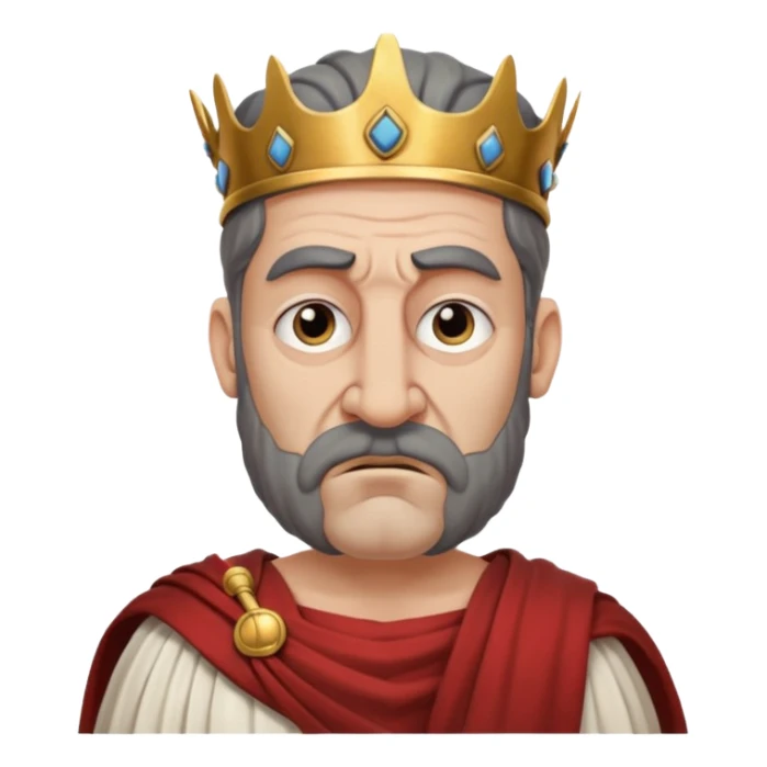 evil ancient greek king with toga ugly big nose moody sticker
