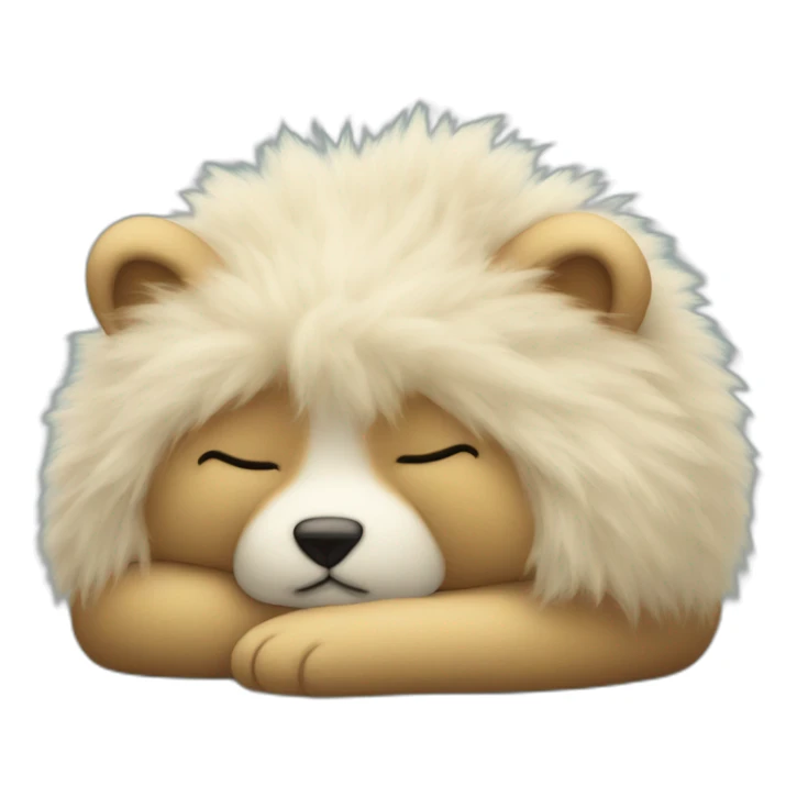 Sleeping face of a fluffy stuffed sticker