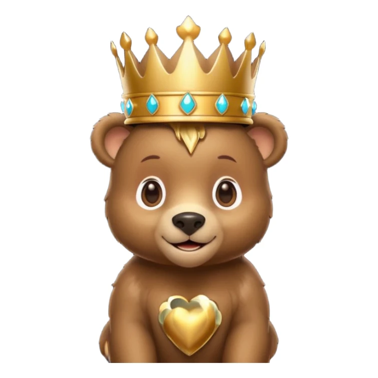 Bear Prince – brown bear cub with a shiny bronze crown, gentle smile. sticker