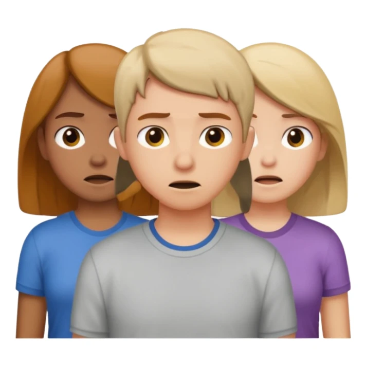 a person feeling nervous in a group sticker
