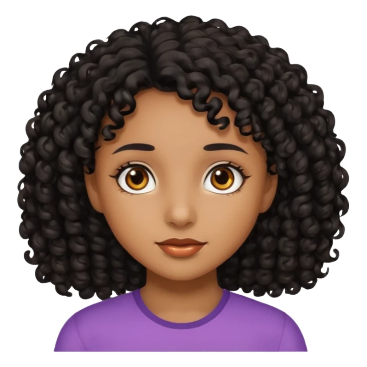 Girl with brown skin black curly hair sticker