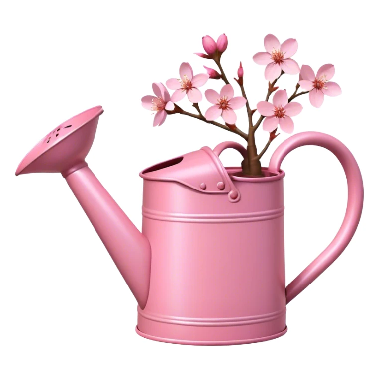 Pink garden watering can filled with pink cherry blossoms sticker
