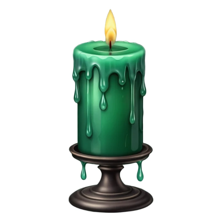 dark gloomy emerald candle in stand with gloomy fog around sticker