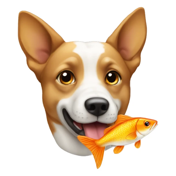 Un chien qui mange du poisson sticker