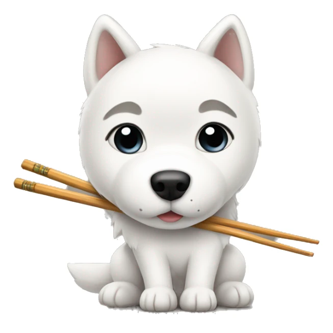 White husky with chopsticks instead of legs sticker
