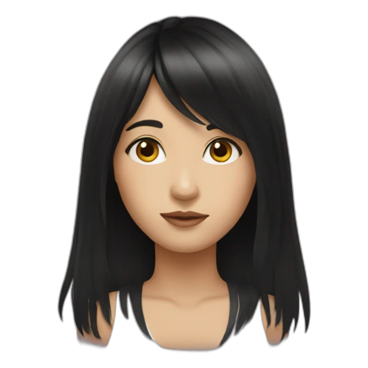 girl with long black hair and fringe sticker