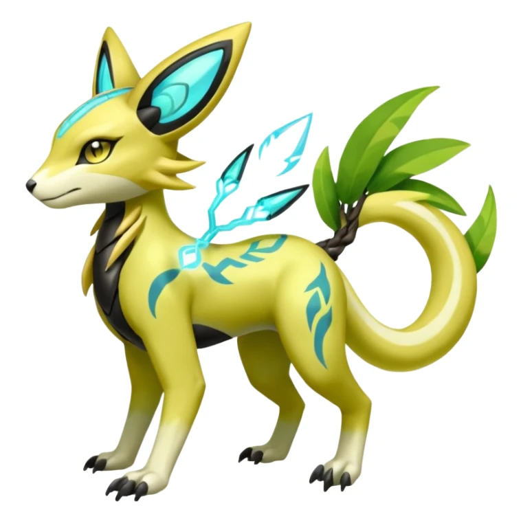  Exotic Tropical Meloetta-Electrike-Zygarde-Zeraora-Renamon-Protogen-Palkia-hybrid-fusion-Fakémon-creature, full body sticker